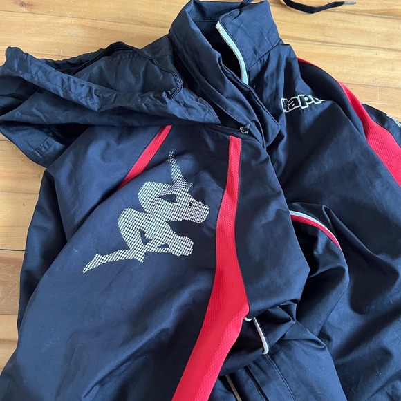 Kappa Mens Black Red Zip Up Athletic Jacket Size Large Hooded - Picture 8 of 10